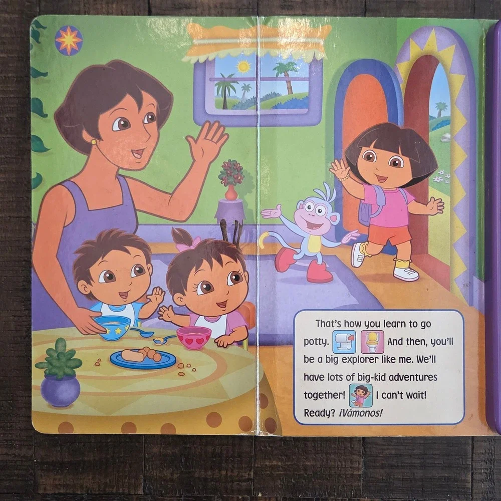 Lot 2 Dora the Explorer Sound Books Potty Time Big Sister & Smile for the Camera